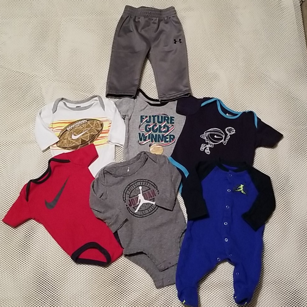 Bundle of nike, Jordan, under armour boys onesies